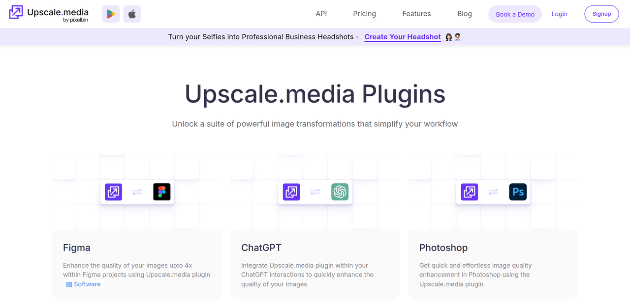 Screenshot of Plugins by Upscale.media