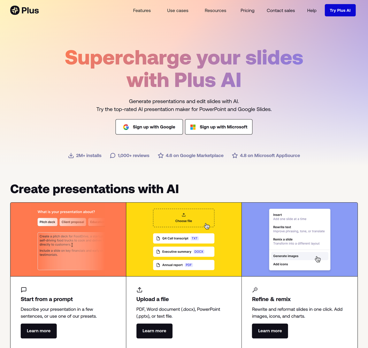 Screenshot of Plus AI