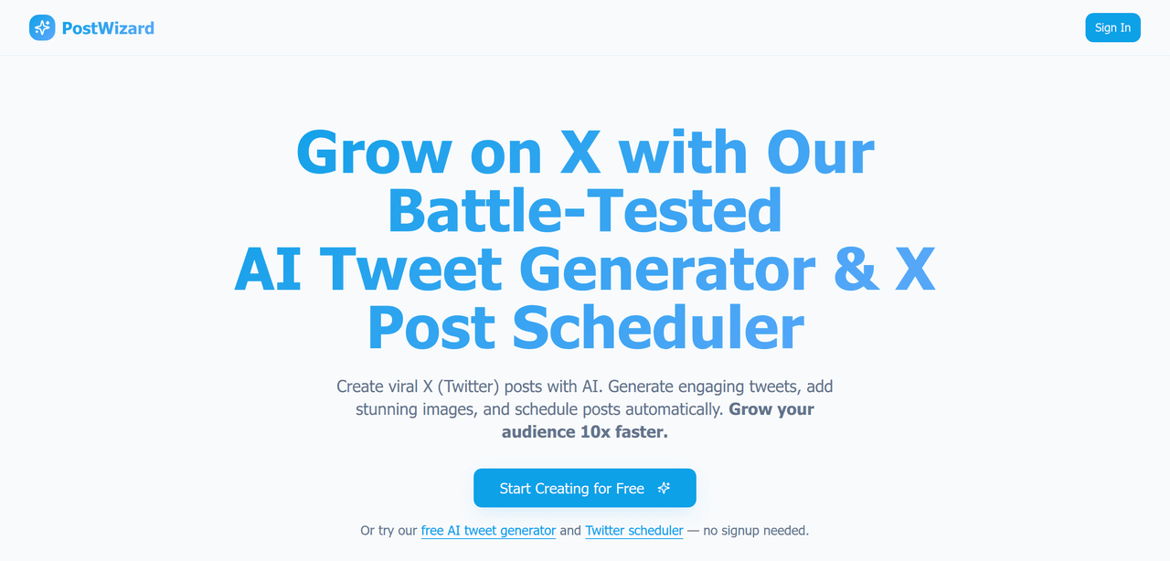 Screenshot of PostWizard AI