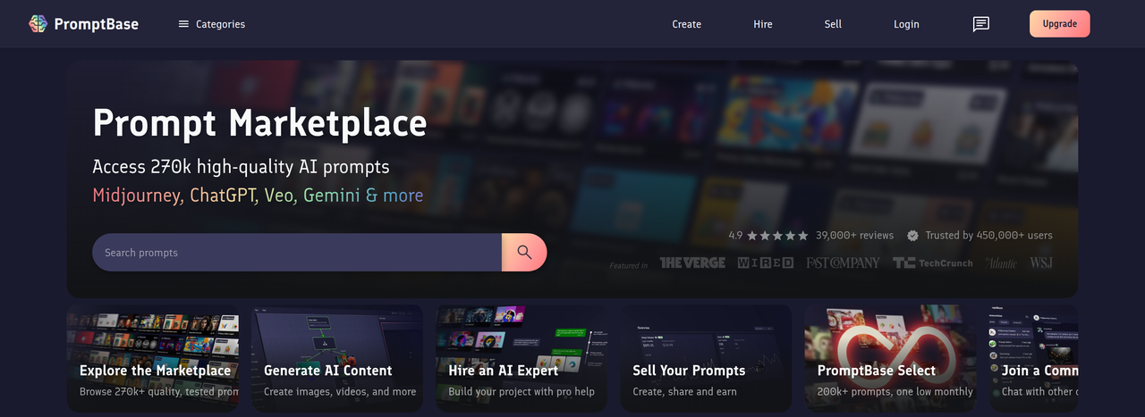 Screenshot of PromptBase
