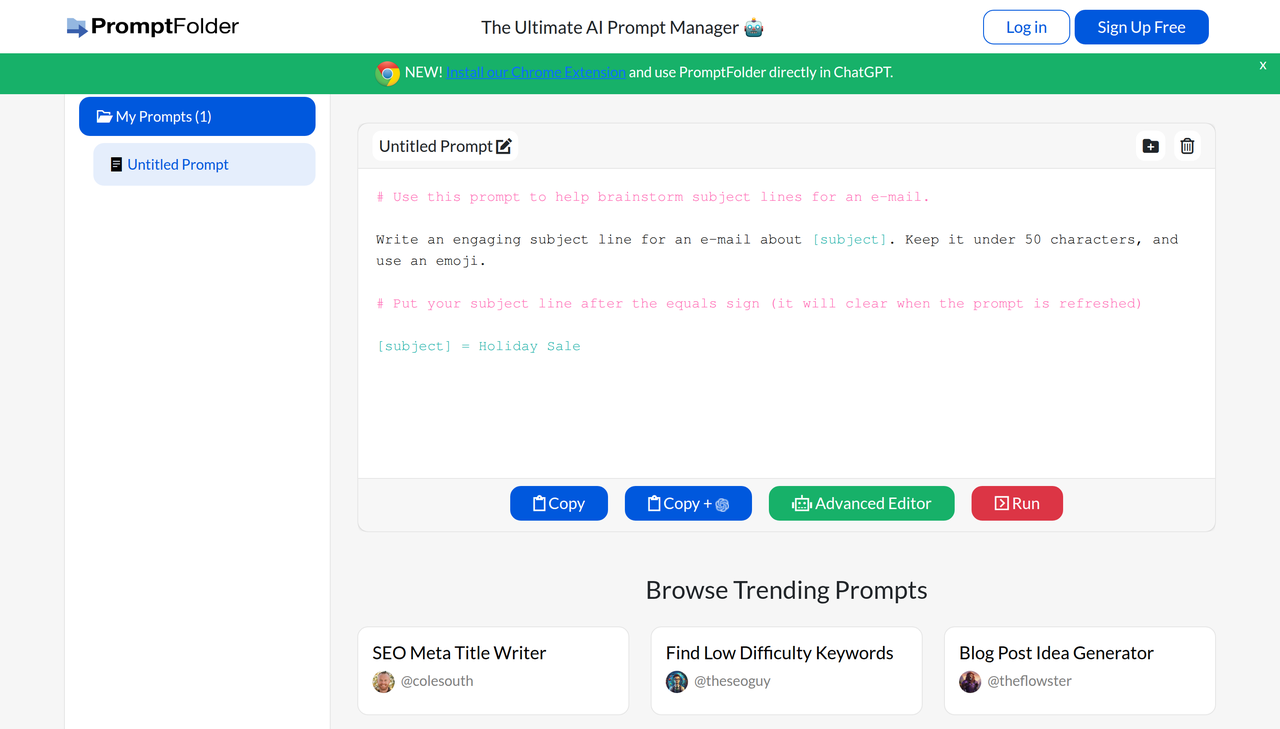 Screenshot of PromptFolder