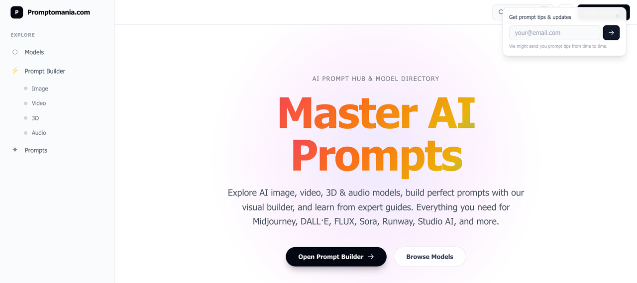 Screenshot of promptoMANIA