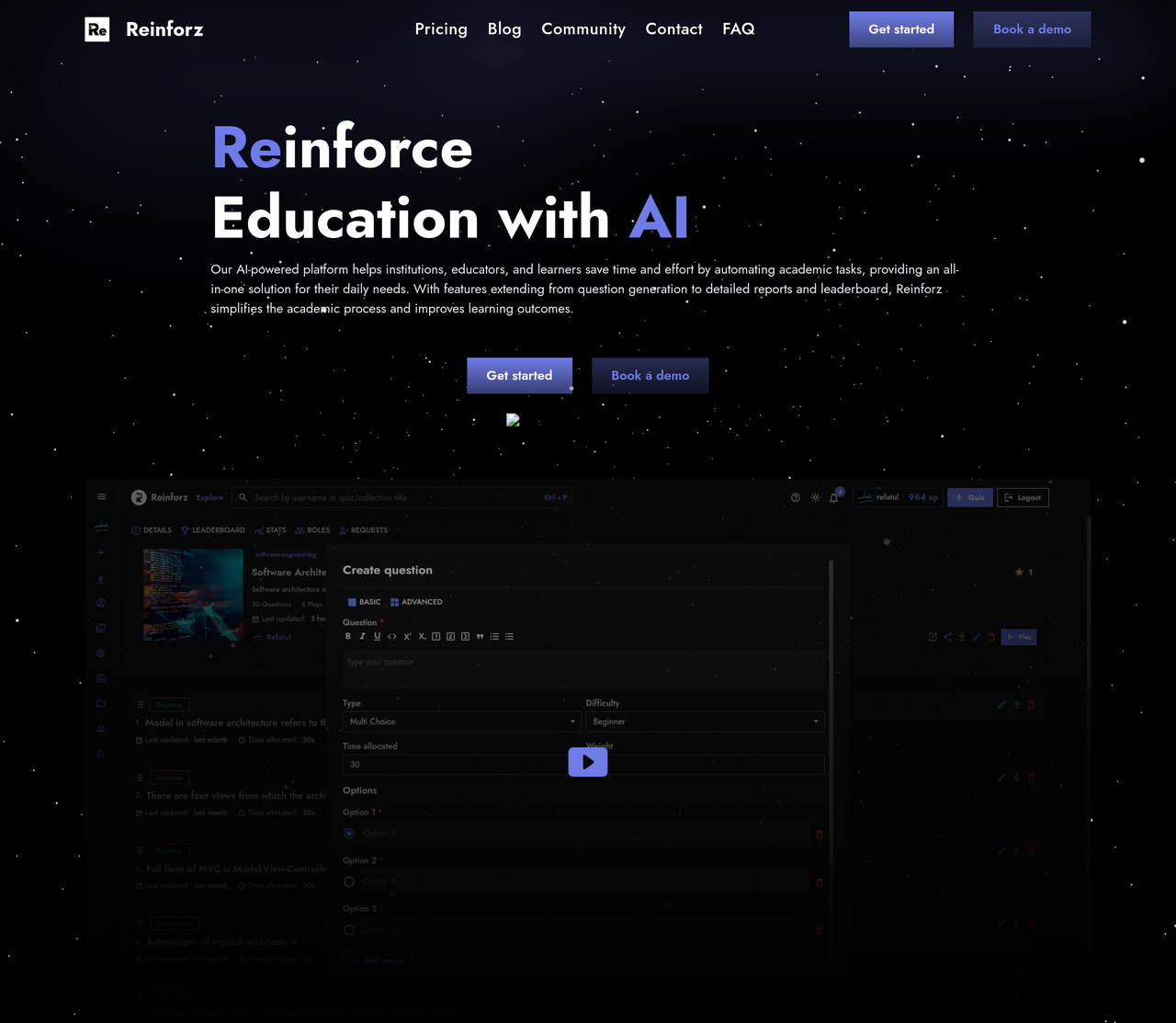 Screenshot of Reinforz