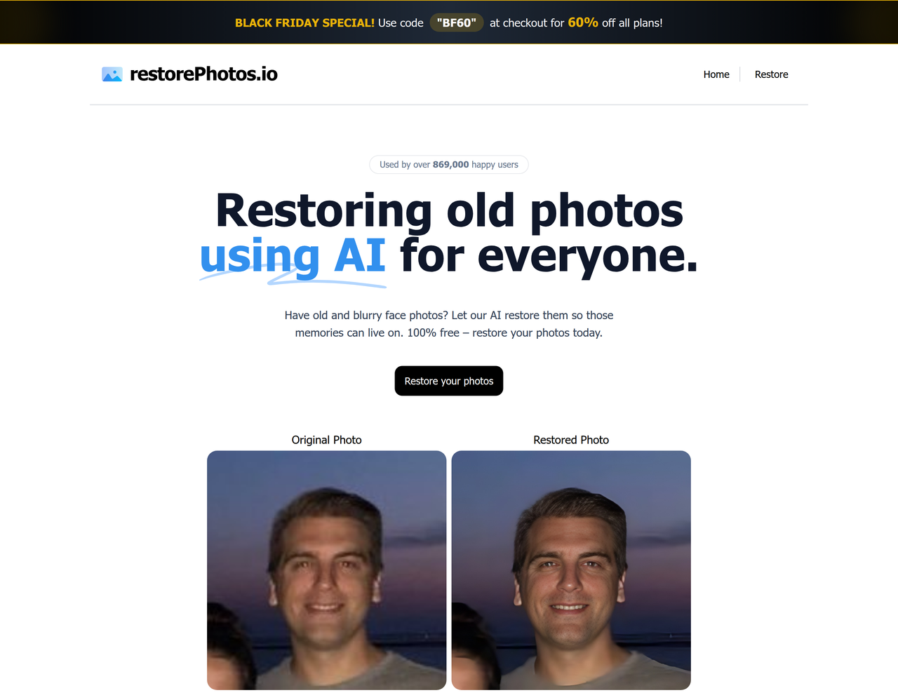 Screenshot of RestorePhotos