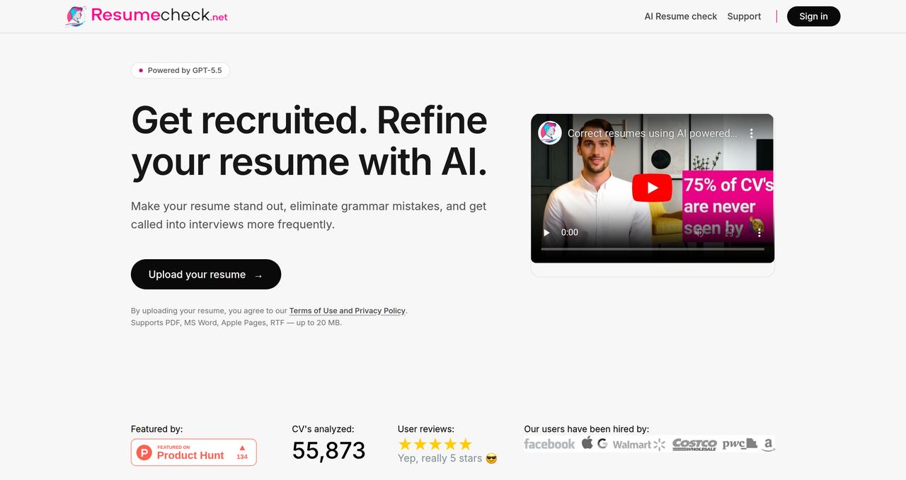 Screenshot of ResumeCheck AI