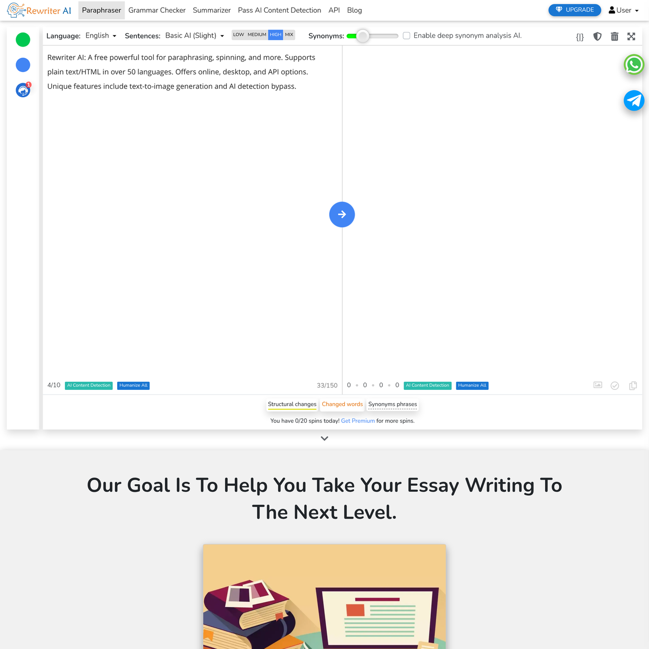 Screenshot of Rewriter AI