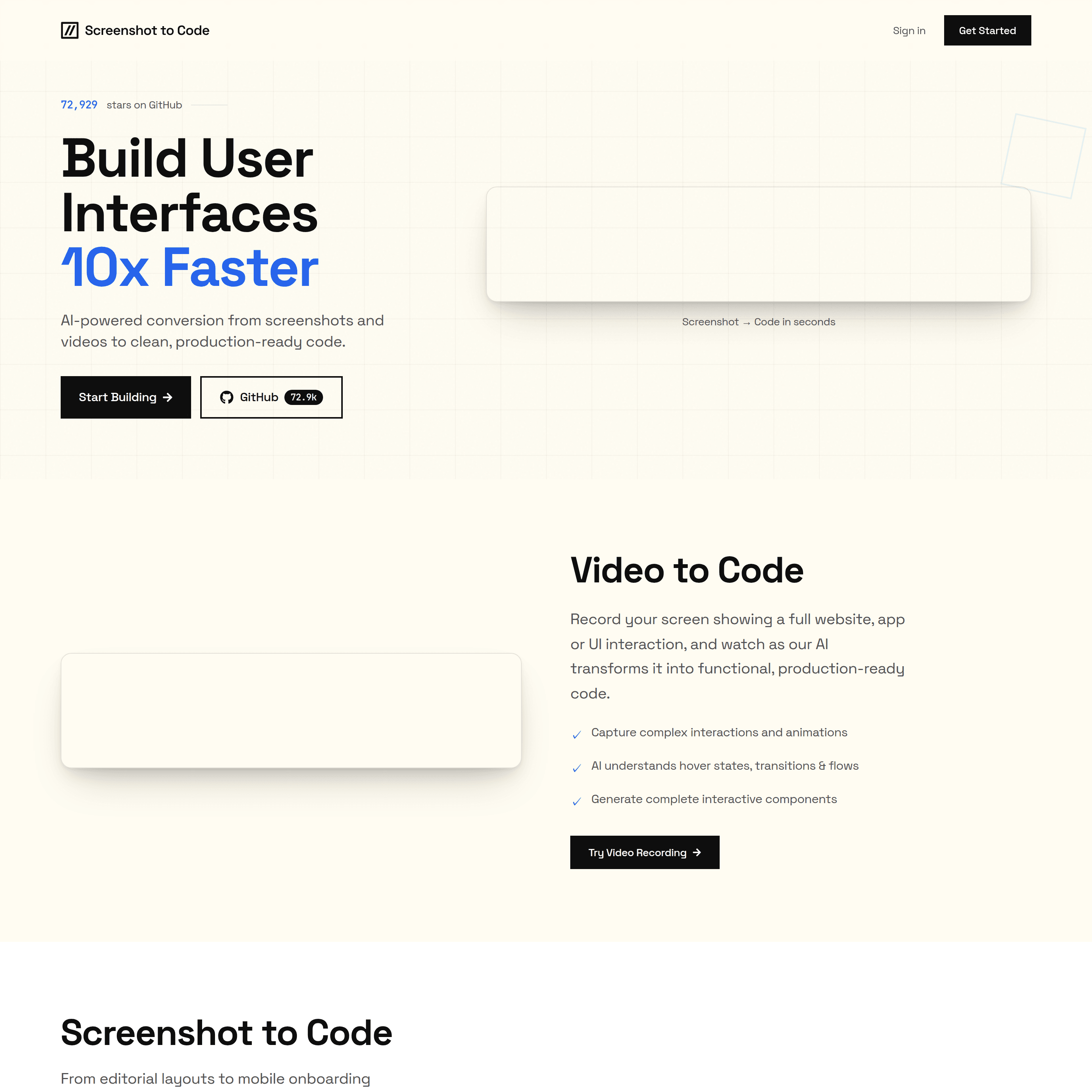 Screenshot of Screenshot To Code