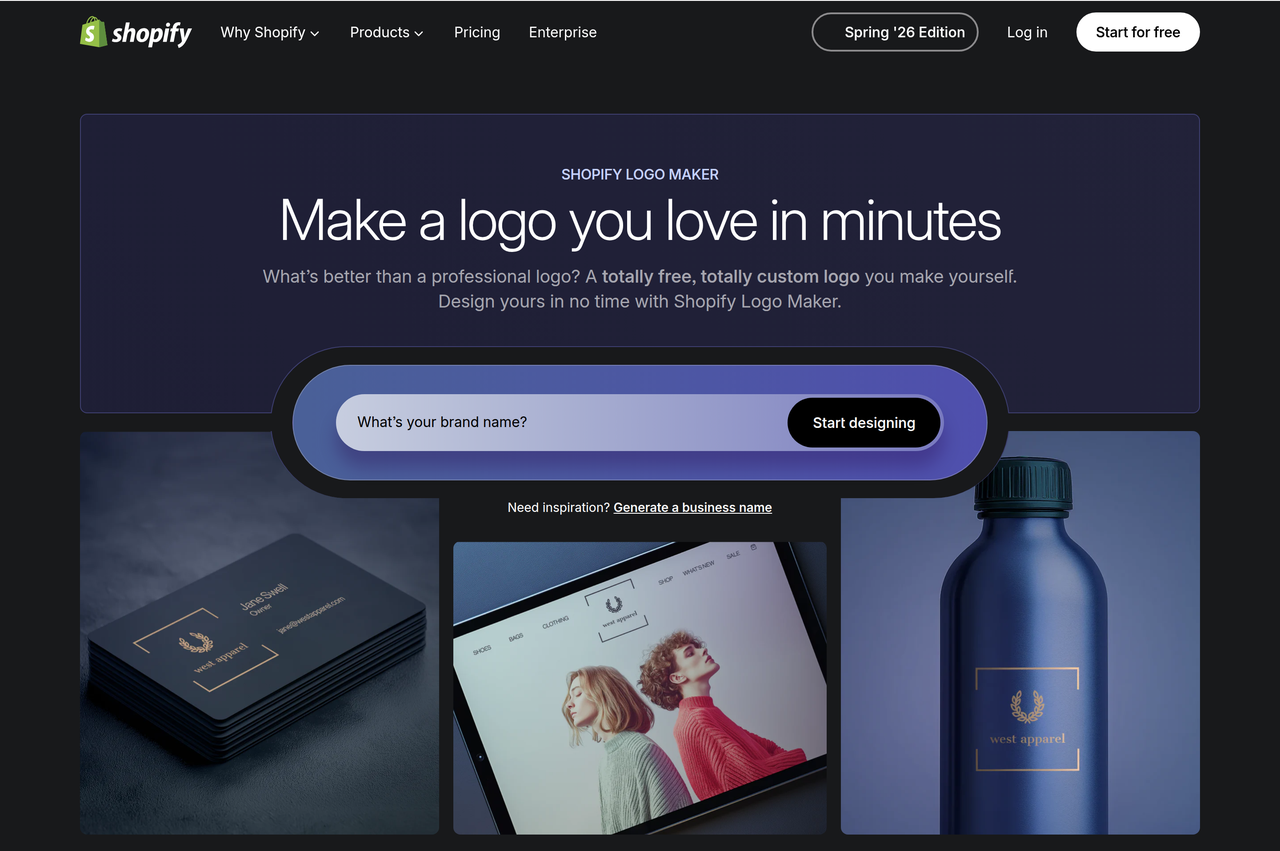 Screenshot of Shopify Logo Free