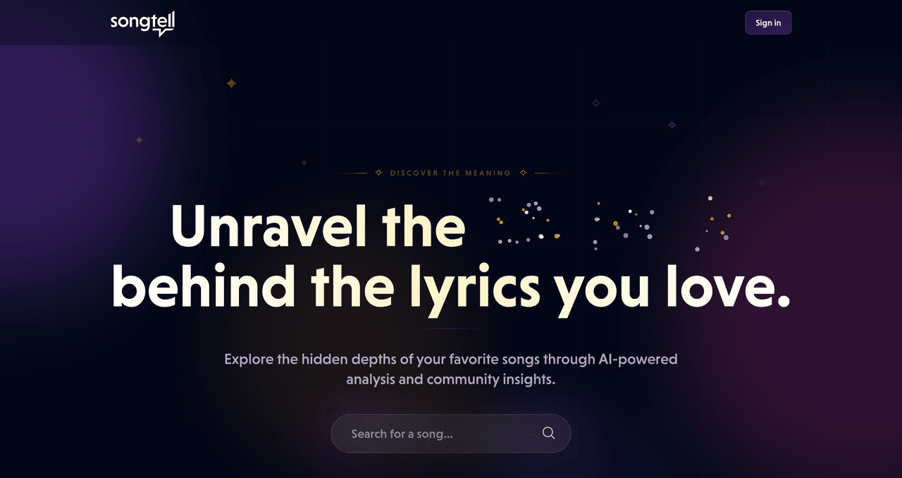 Screenshot of Songtell