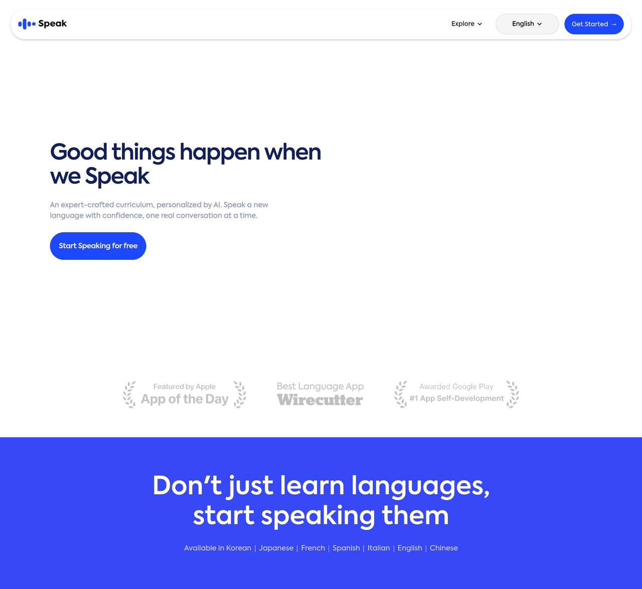 Screenshot of Speak