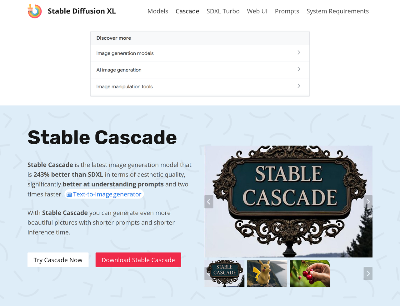 Screenshot of Stable Cascade
