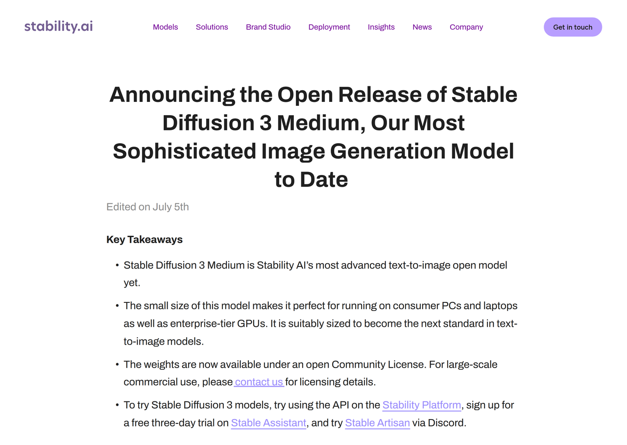 Screenshot of Stable Diffusion 3 Medium
