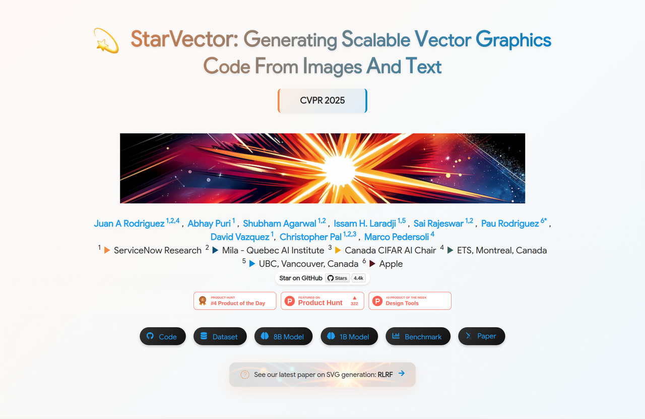 Screenshot of StarVector