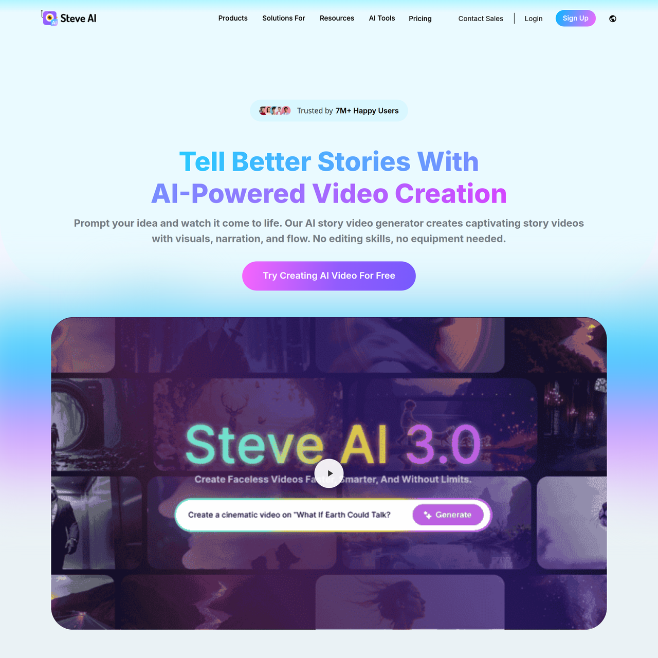 Screenshot of Steve AI