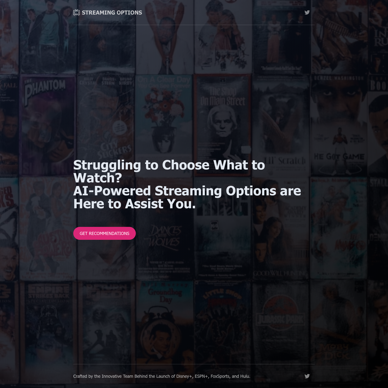 Screenshot of Streaming Options