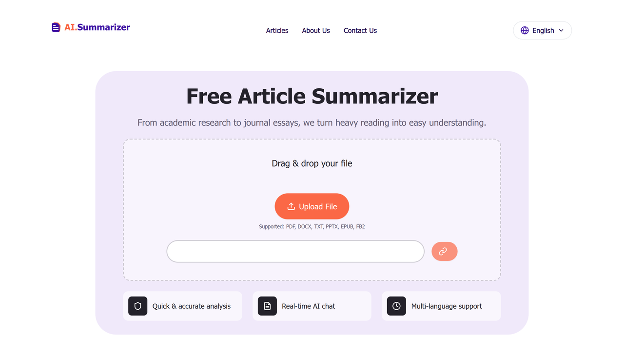 Screenshot of Article Summarizer AI