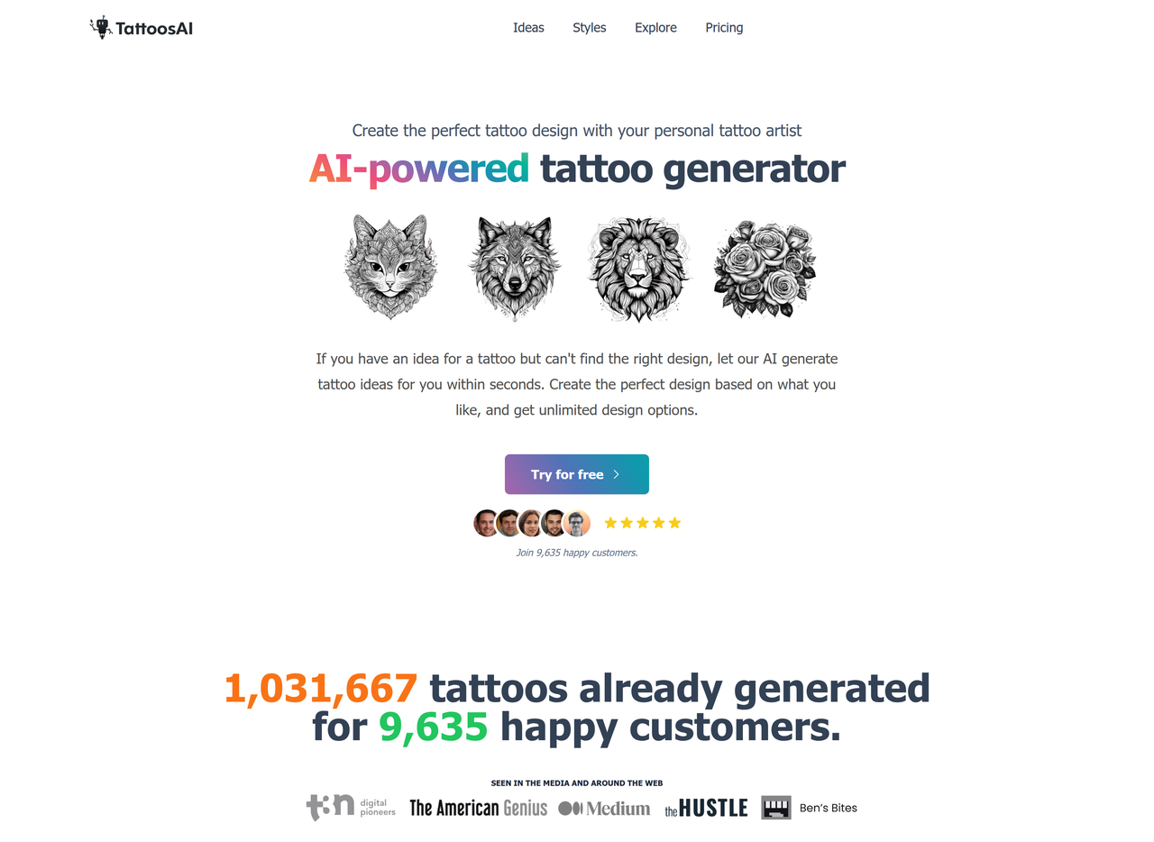 Screenshot of Tattoos AI