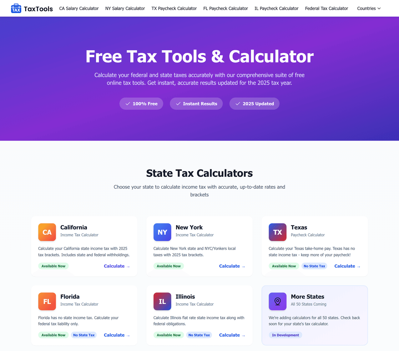 Screenshot of TaxTools AI