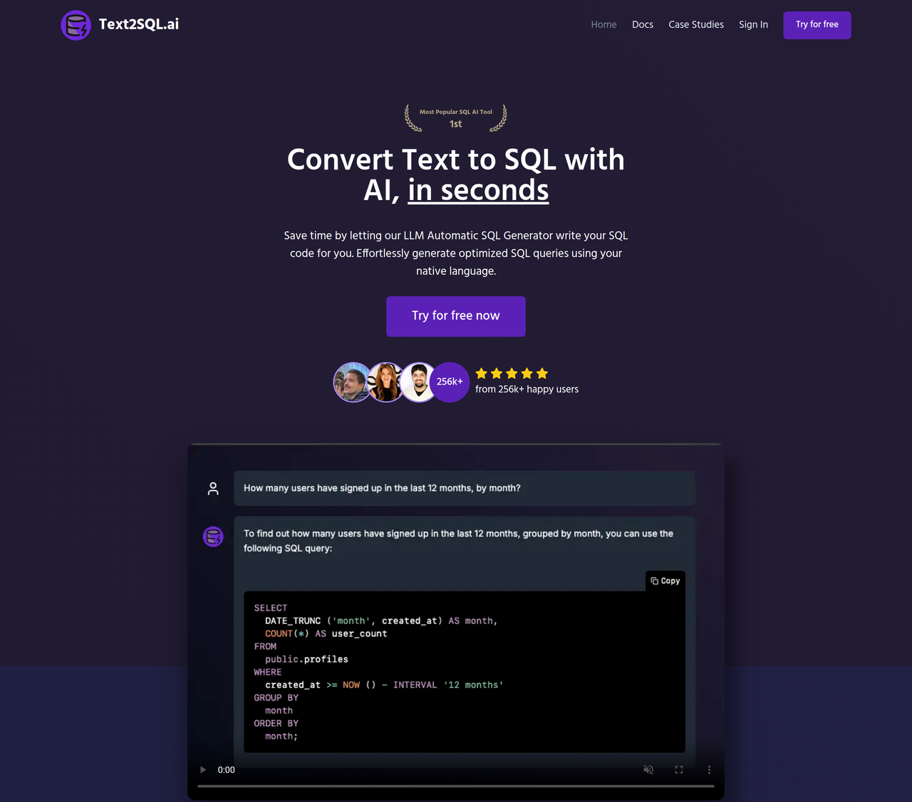 Screenshot of Text2SQL