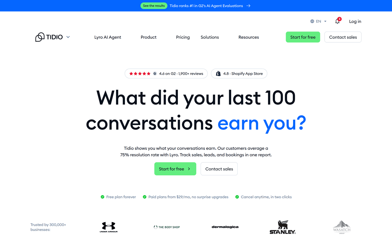 Screenshot of Tidio