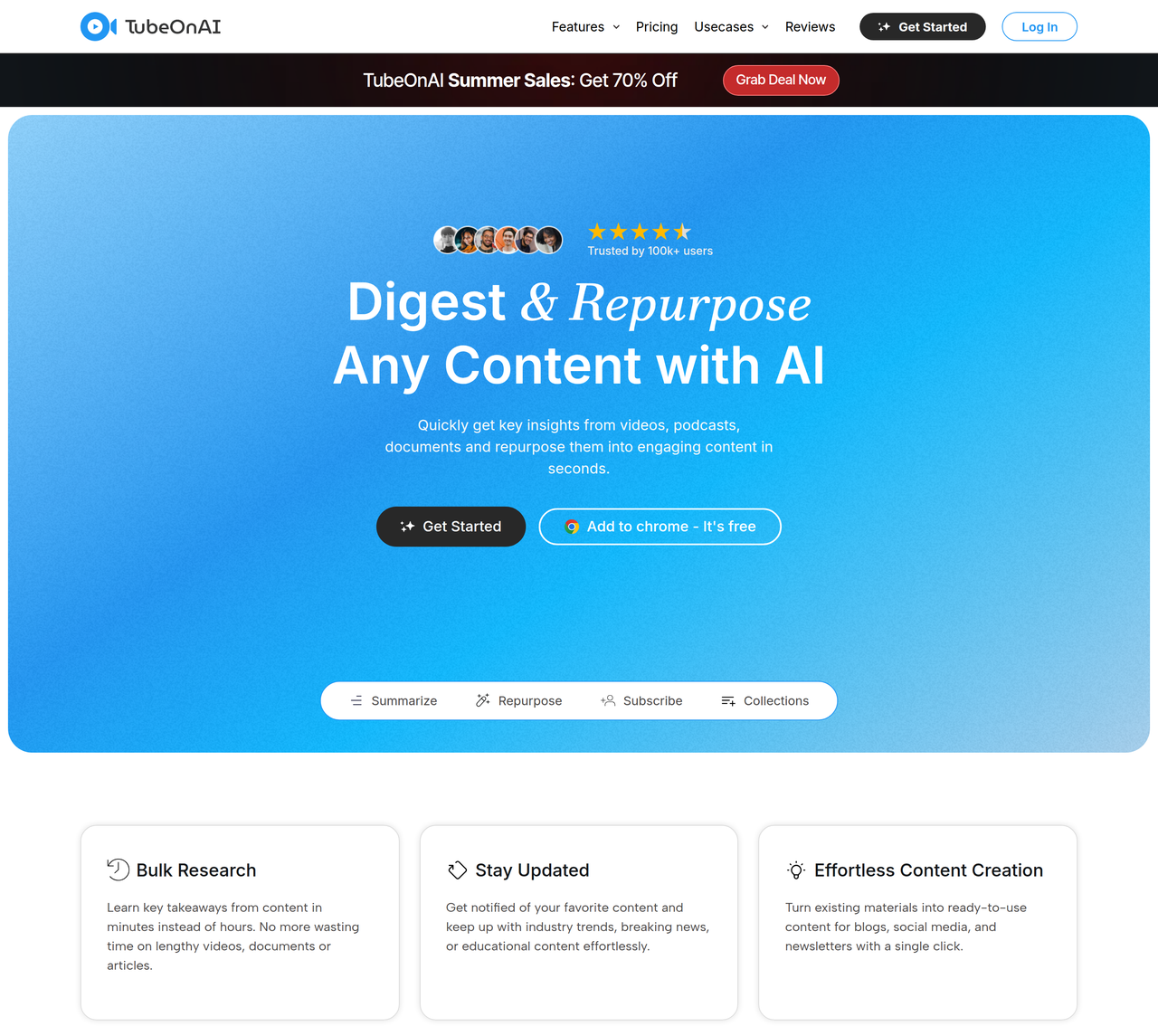 Screenshot of TubeOnAI