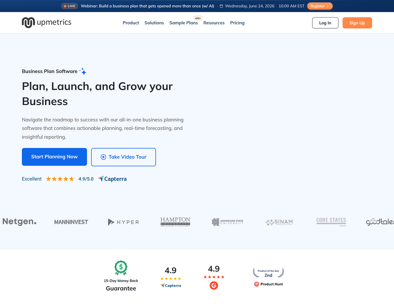 Screenshot of Upmetrics AI