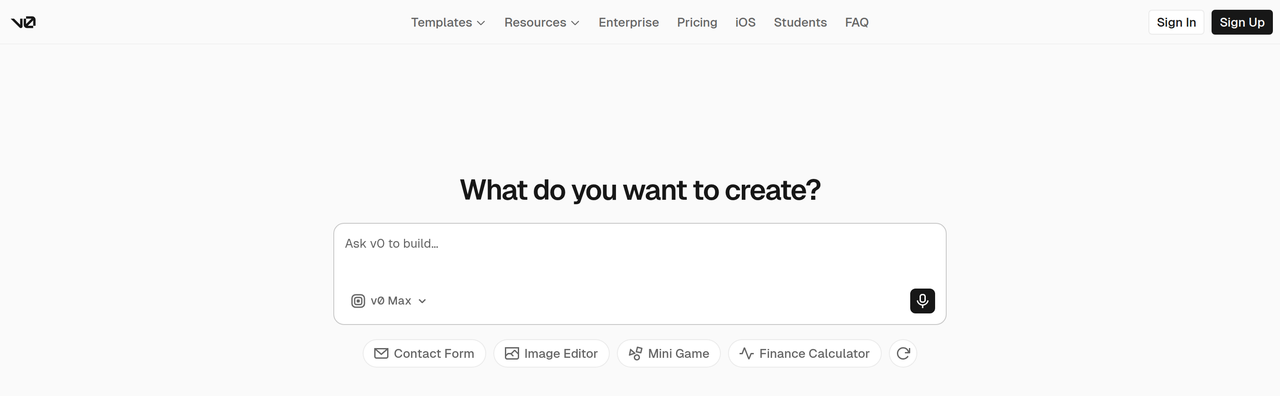 Screenshot of v0.dev