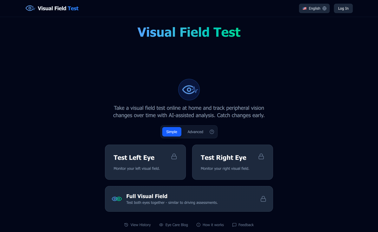 Screenshot of Visual Field Test