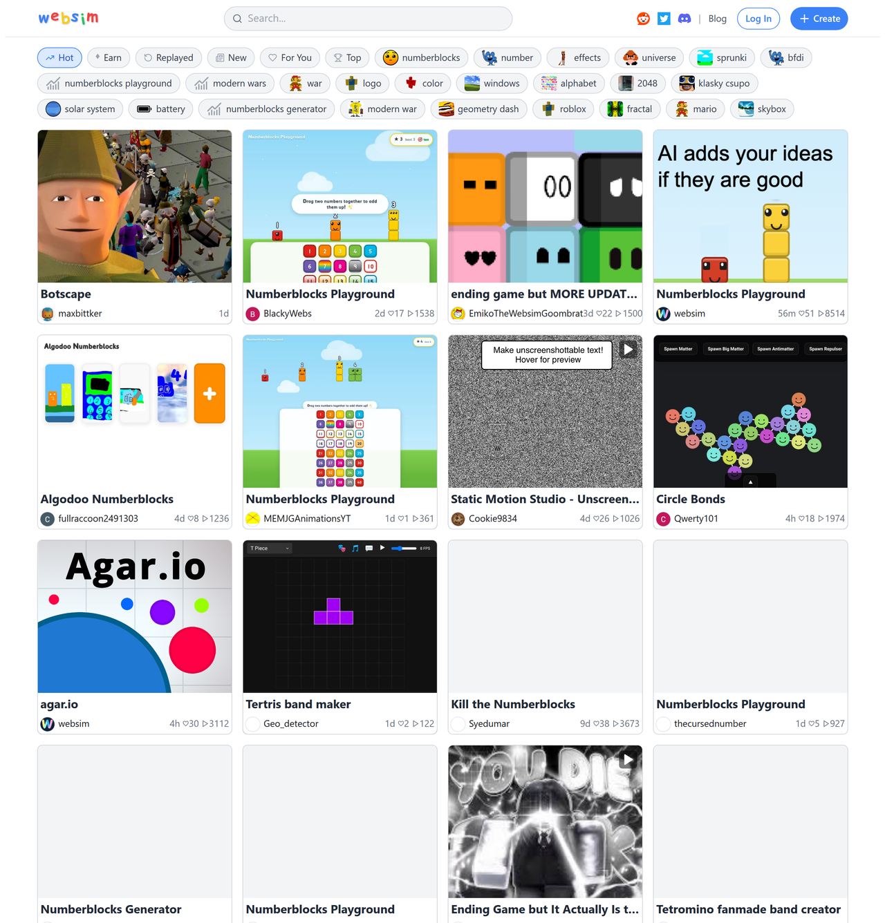 Screenshot of Websim AI