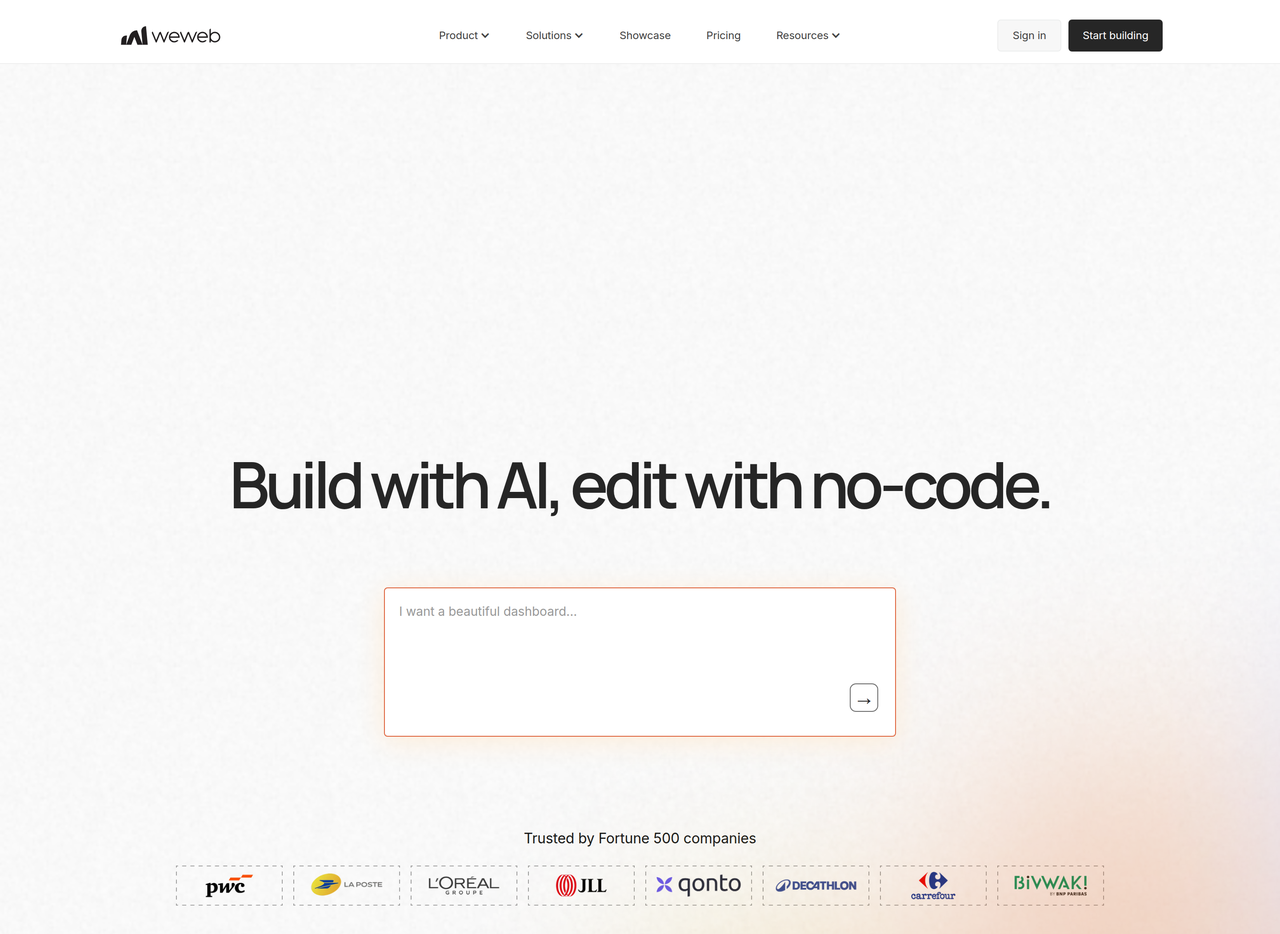 Screenshot of WeWeb
