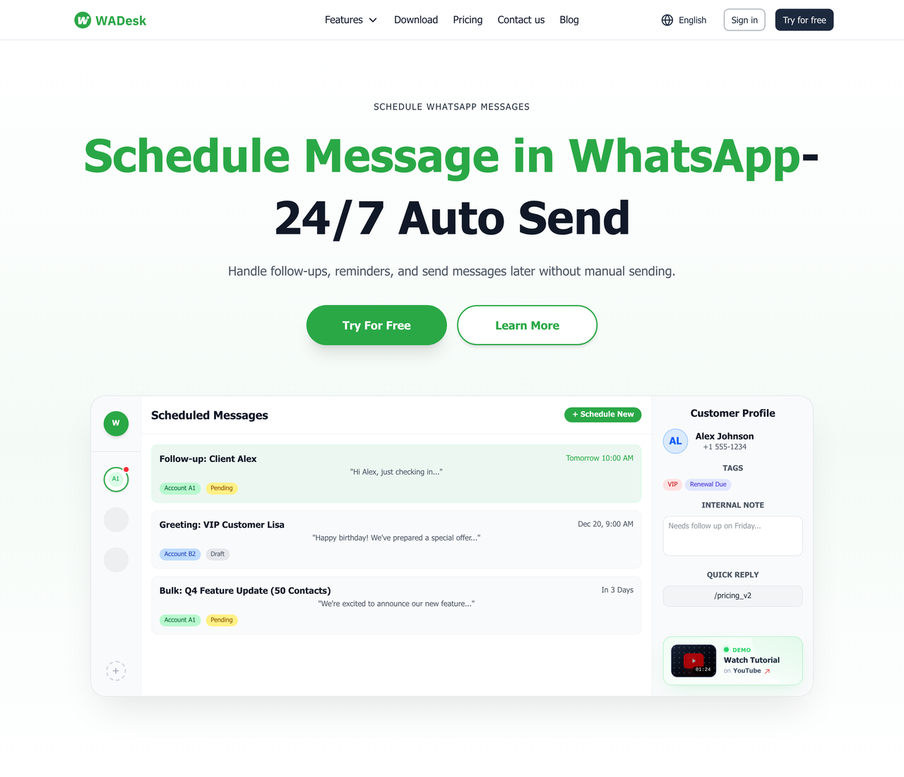 Screenshot of WhatsApp Schedule Message
