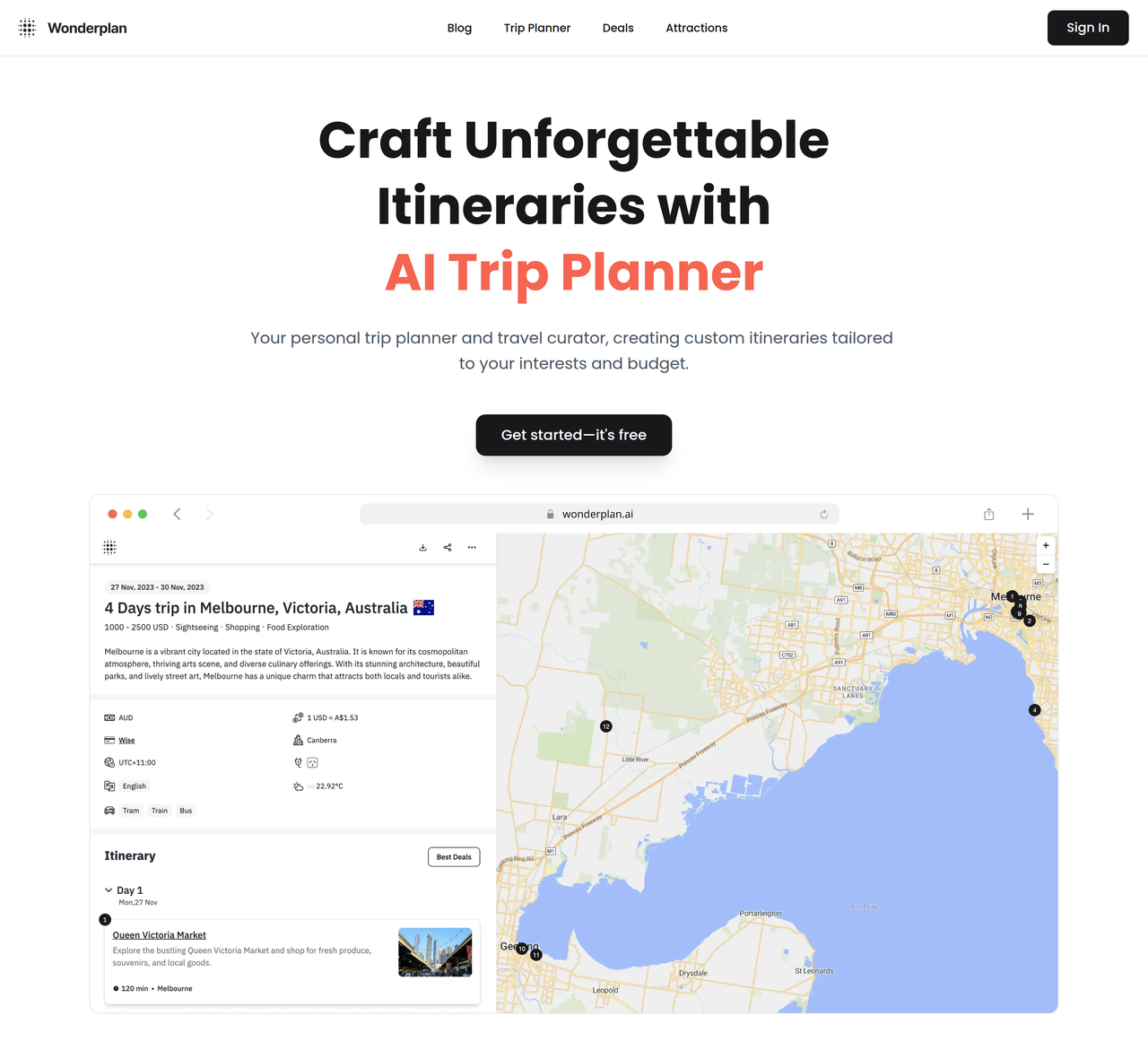 Screenshot of Wonderplan