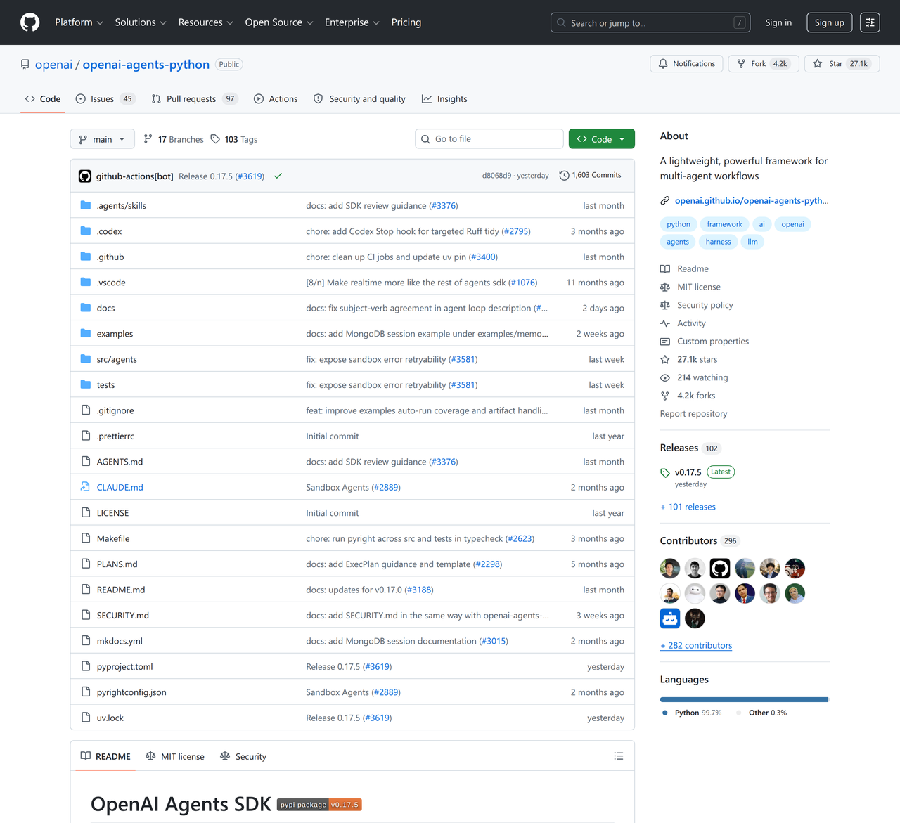 Screenshot of Agents SDK OpenAI