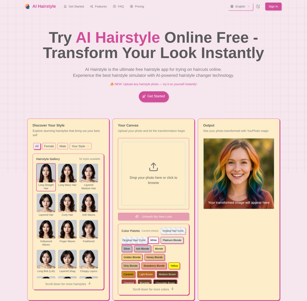 Screenshot of AI Hairstyle