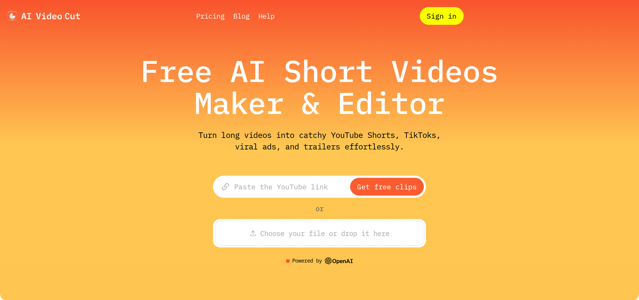 Screenshot of AI Video Cut