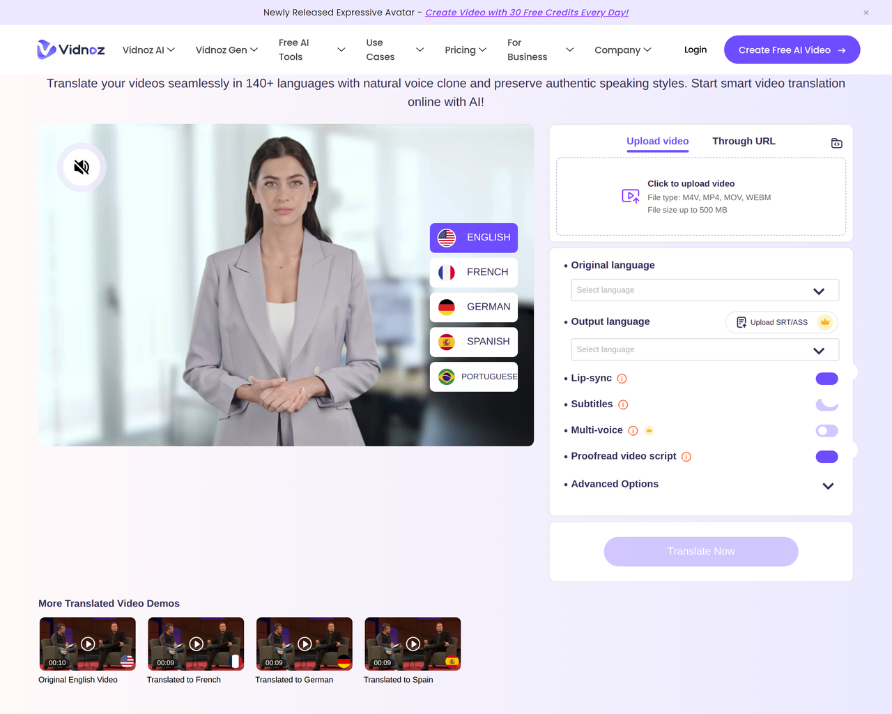 Screenshot of AI Video Translator