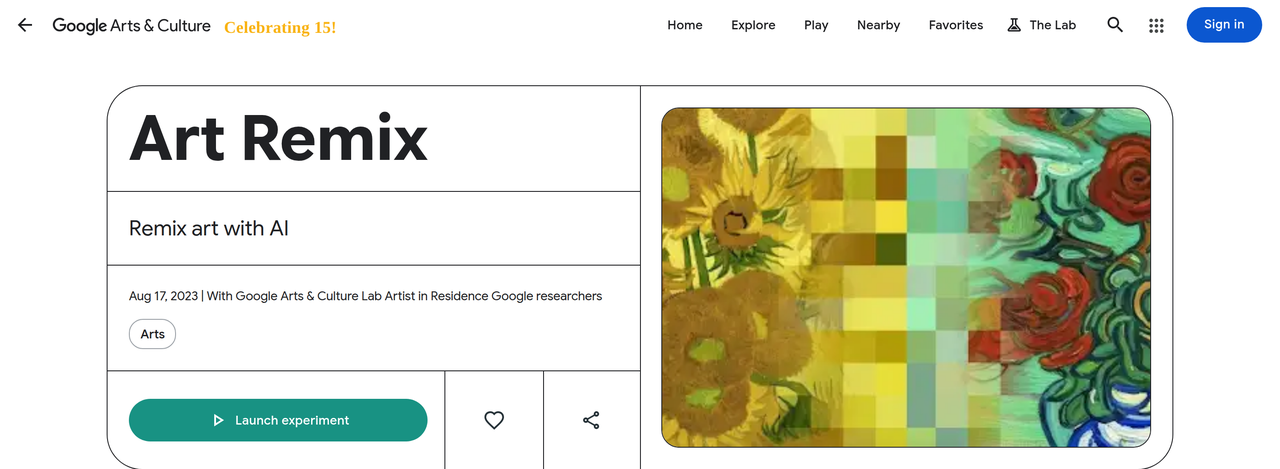 Screenshot of Art Remix by Google
