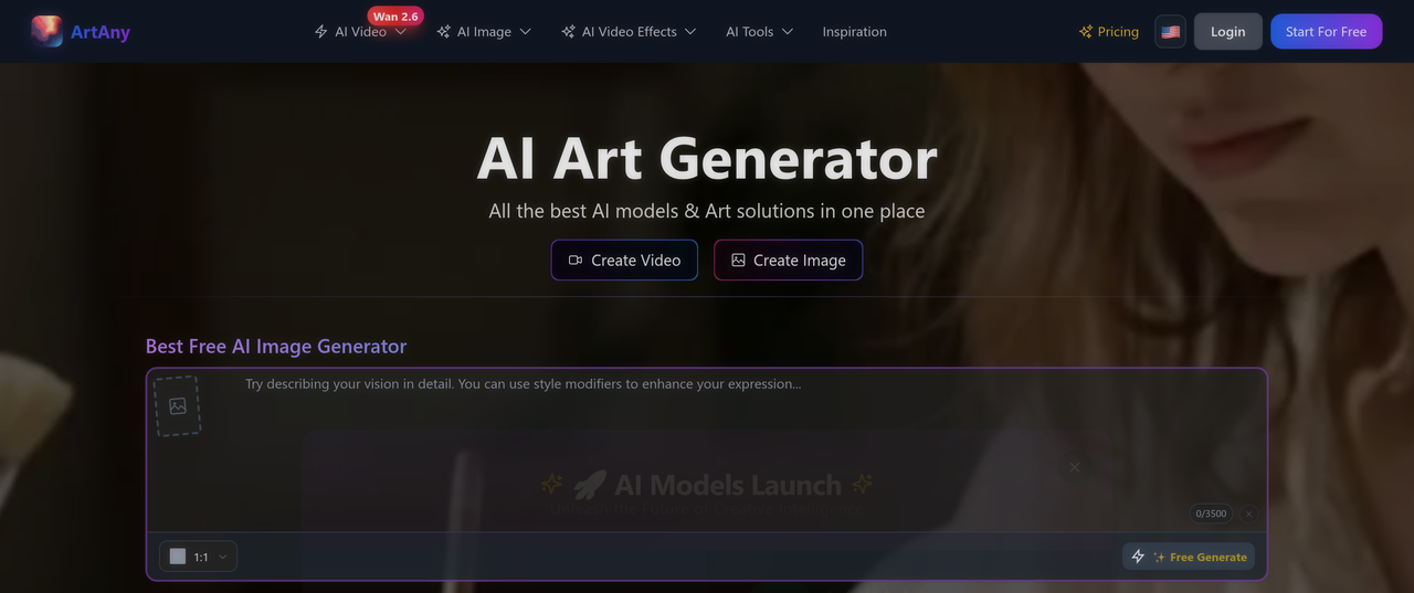Screenshot of ArtAny AI