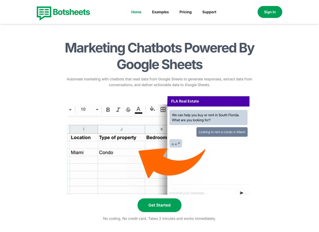Screenshot of Botsheets