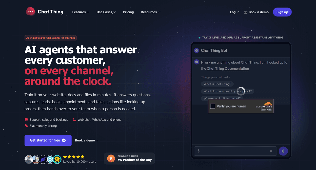 Screenshot of Chat Thing AI