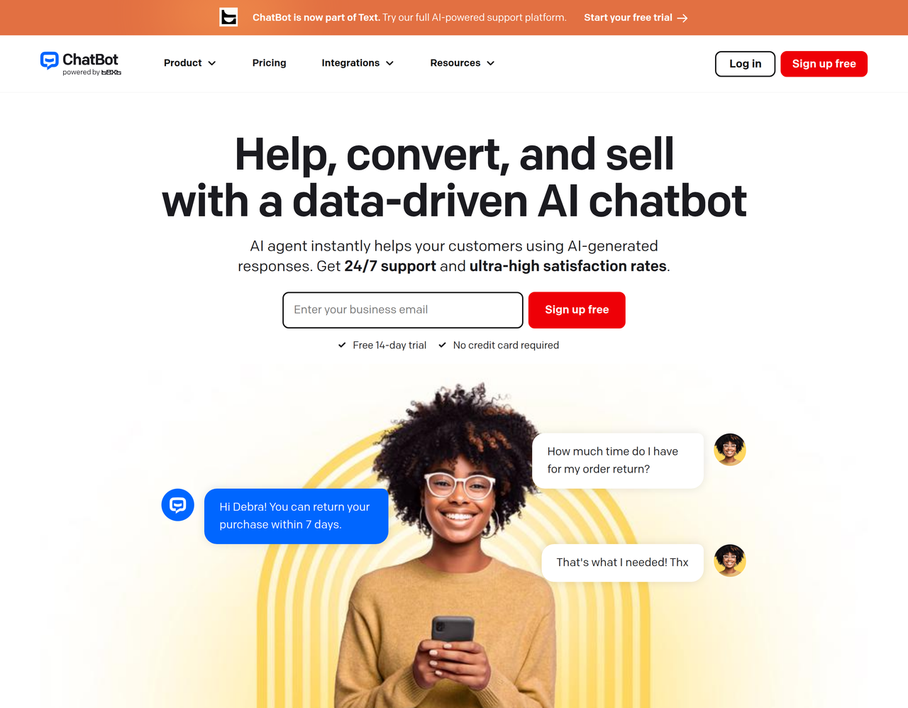 Screenshot of Chatbot AI