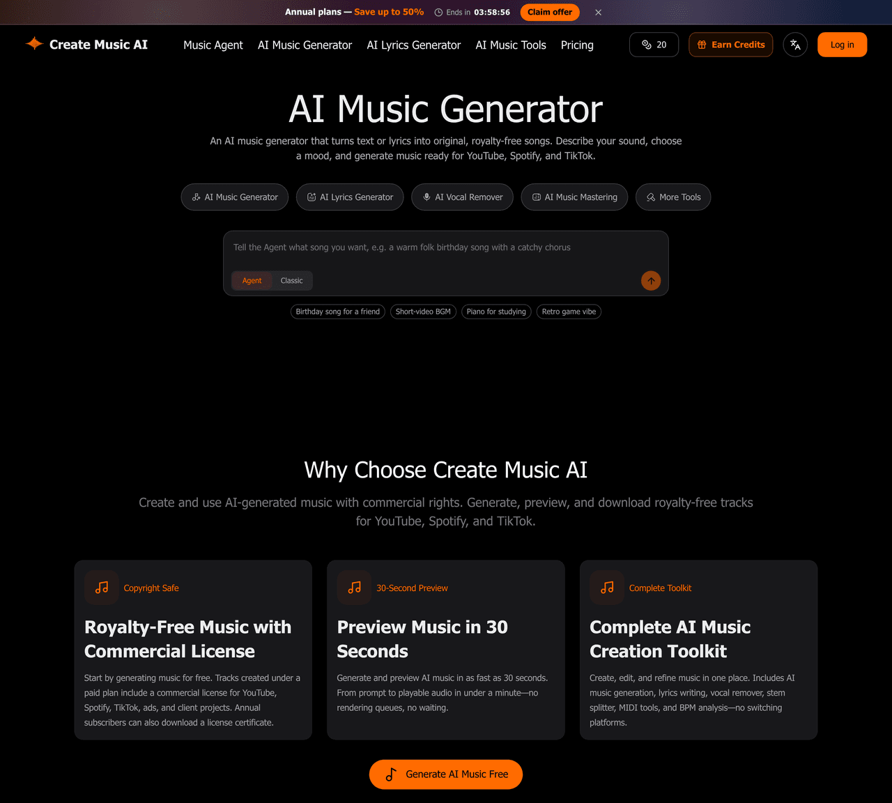 Screenshot of Create Music AI