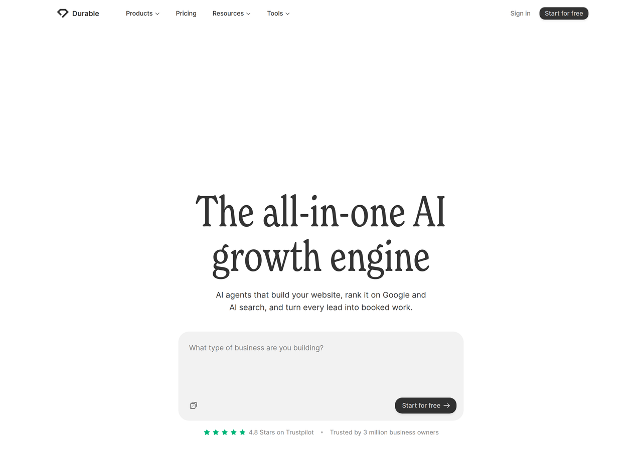 Screenshot of Durable