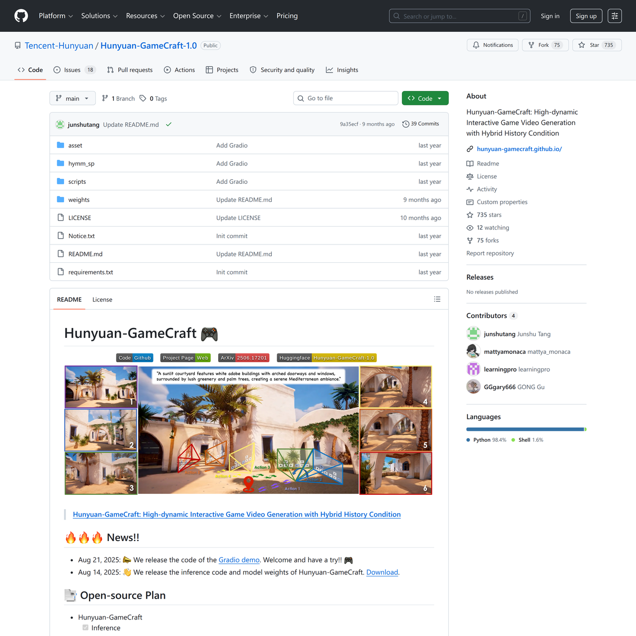 Screenshot of Hunyuan GameCraft