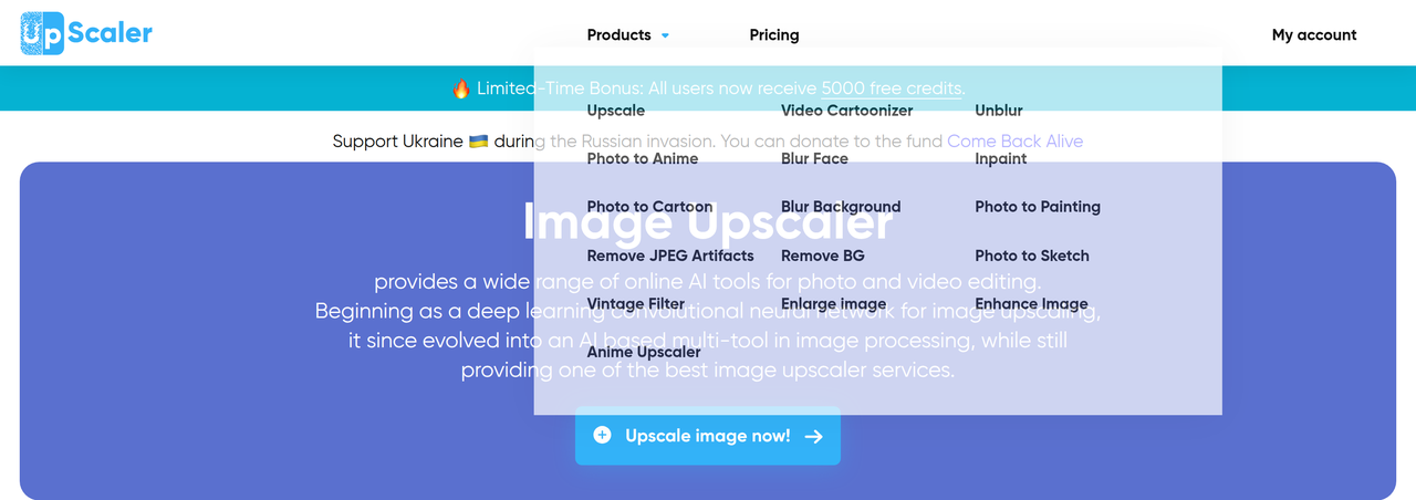 Screenshot of Image Upscaler