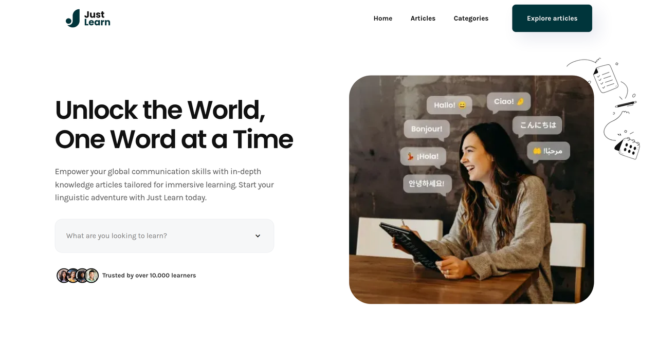 Screenshot of JustLearn