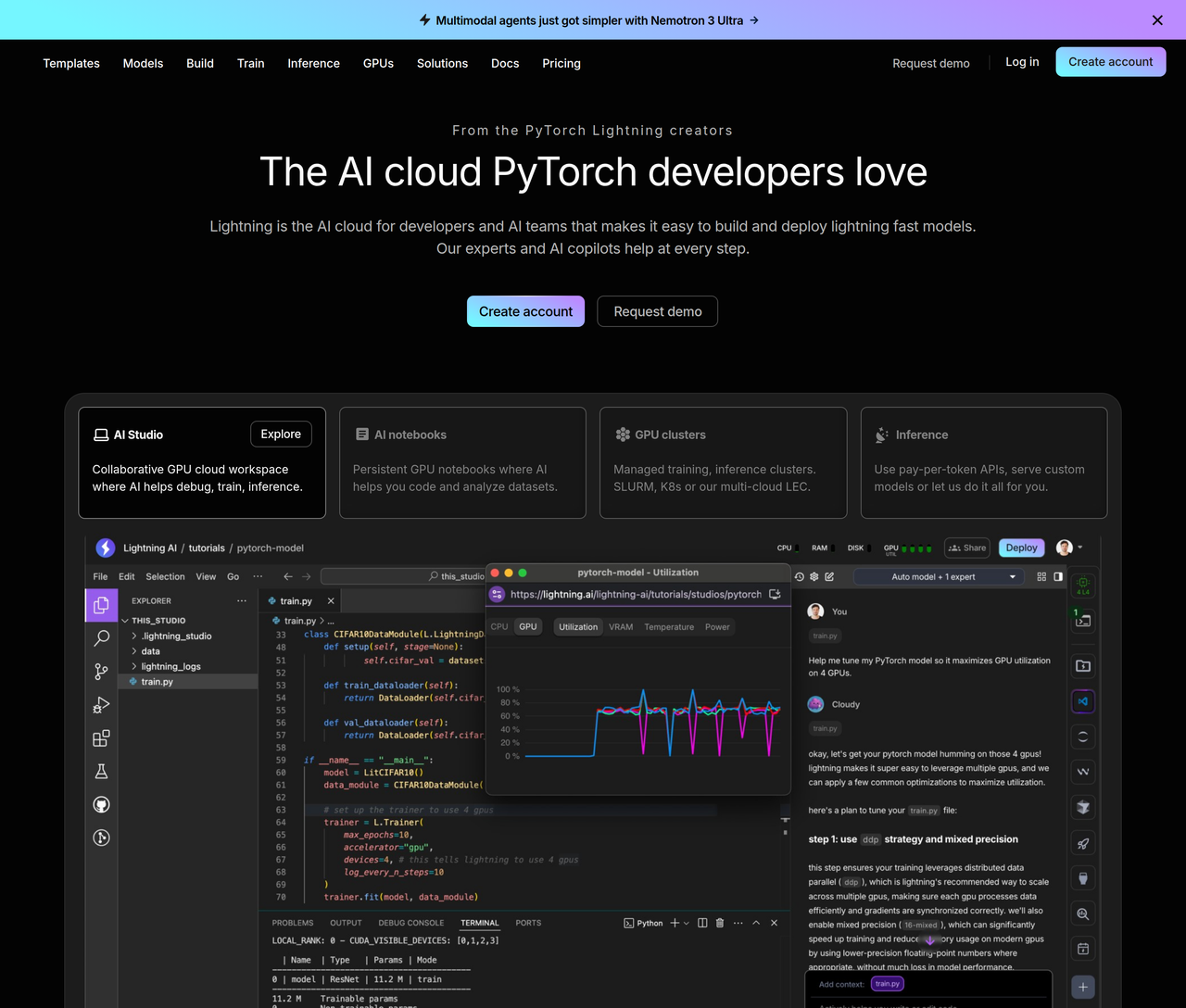 Screenshot of Lightning AI