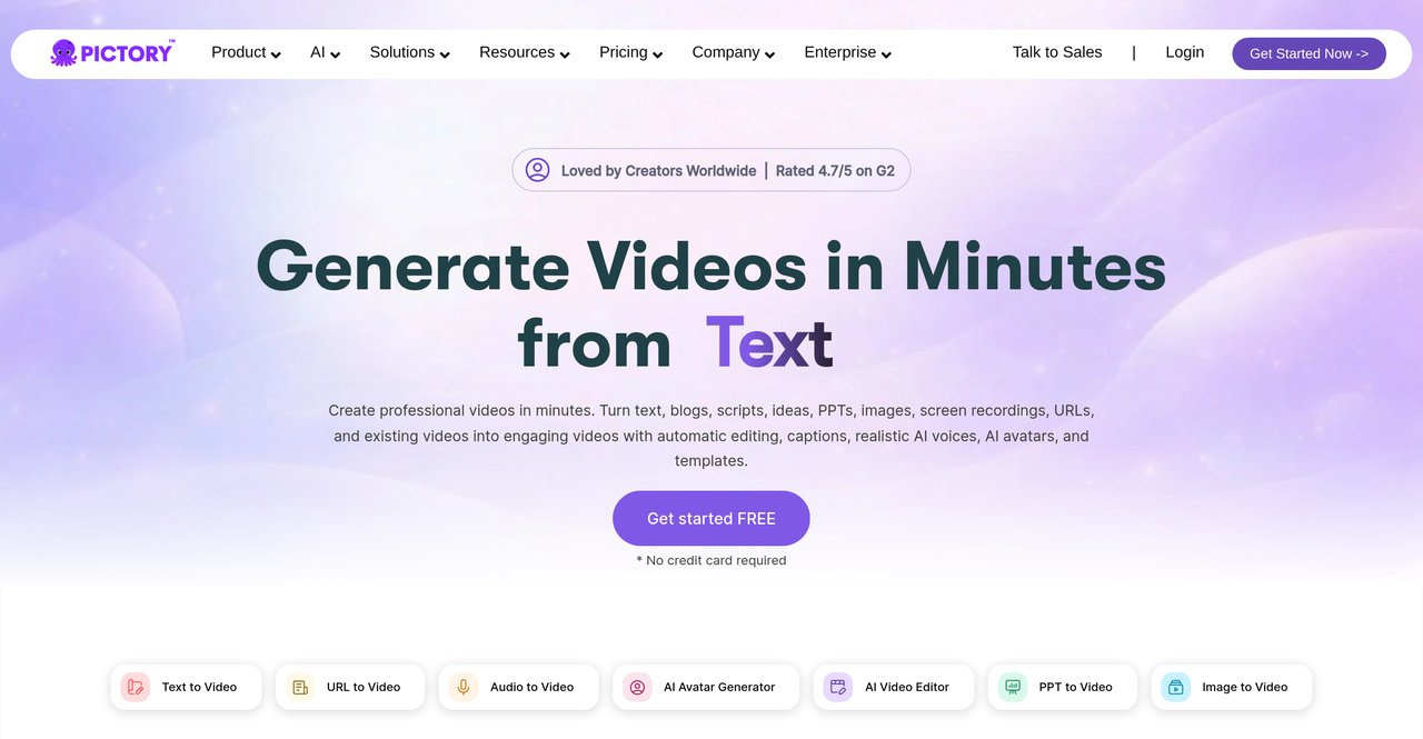 Screenshot of Pictory AI