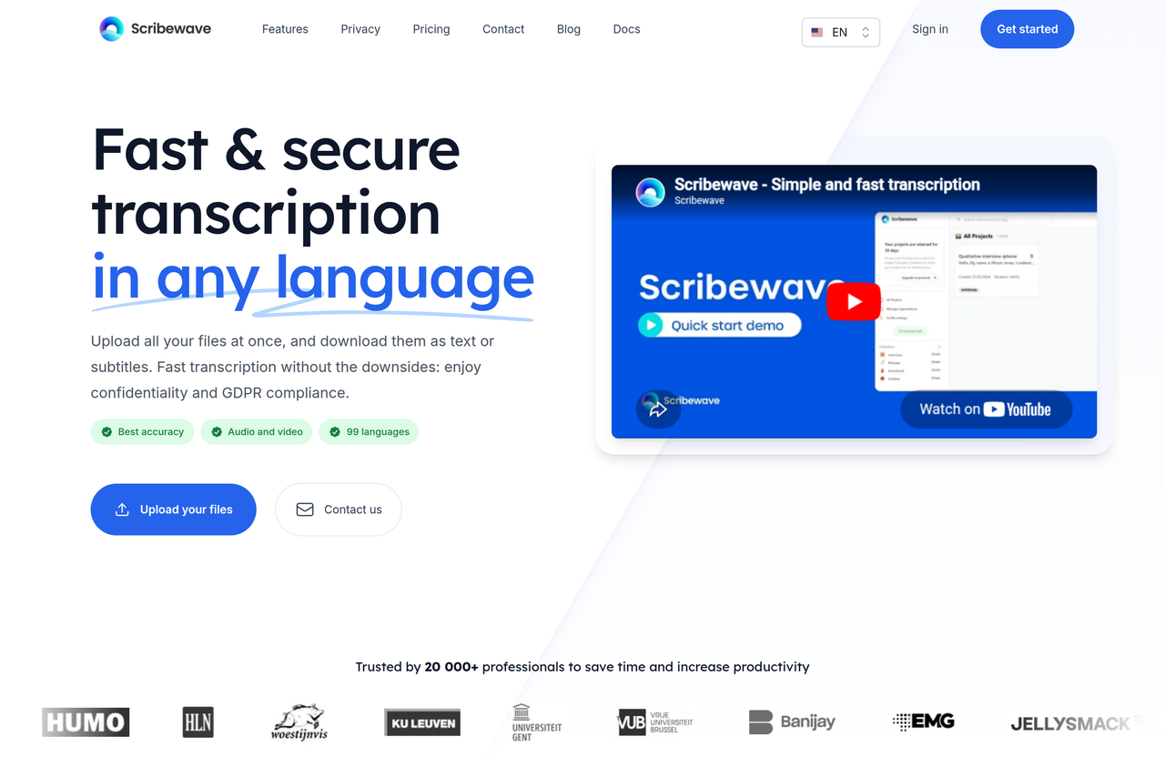 Screenshot of Scribewave AI